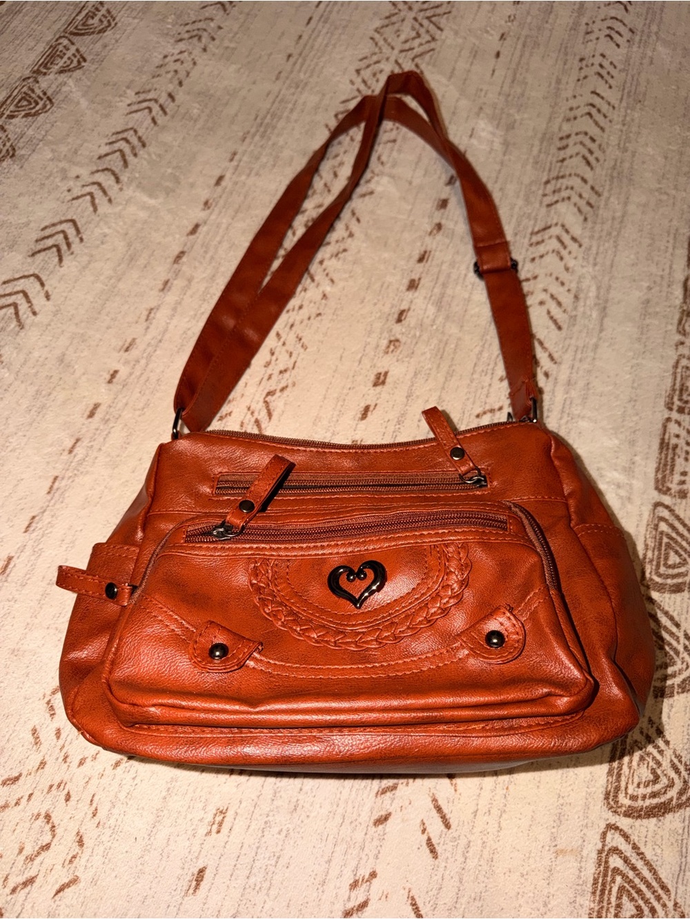 Brown Multi-Pocket Crossbody Shoulder Bag Y2K